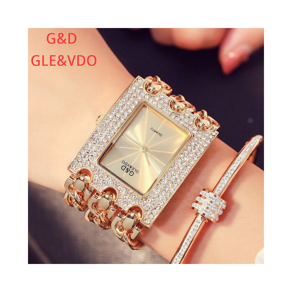 G&D Women Watches With Rhinestone High Classic Bracelet Watch Quartz Square Watch Women