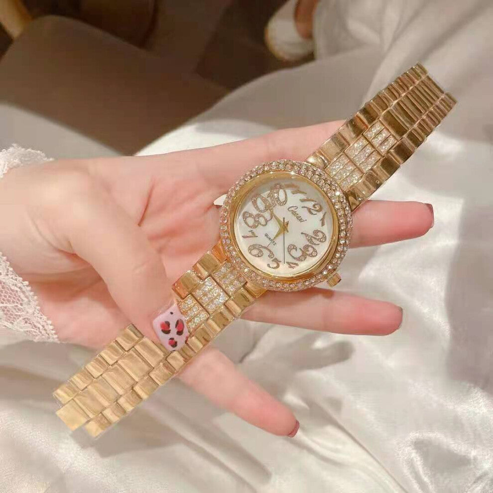Watch Women Quartz Top Wristwatch Women Dress Bracelet Watch Waterproof Women Watches With Rhinestone