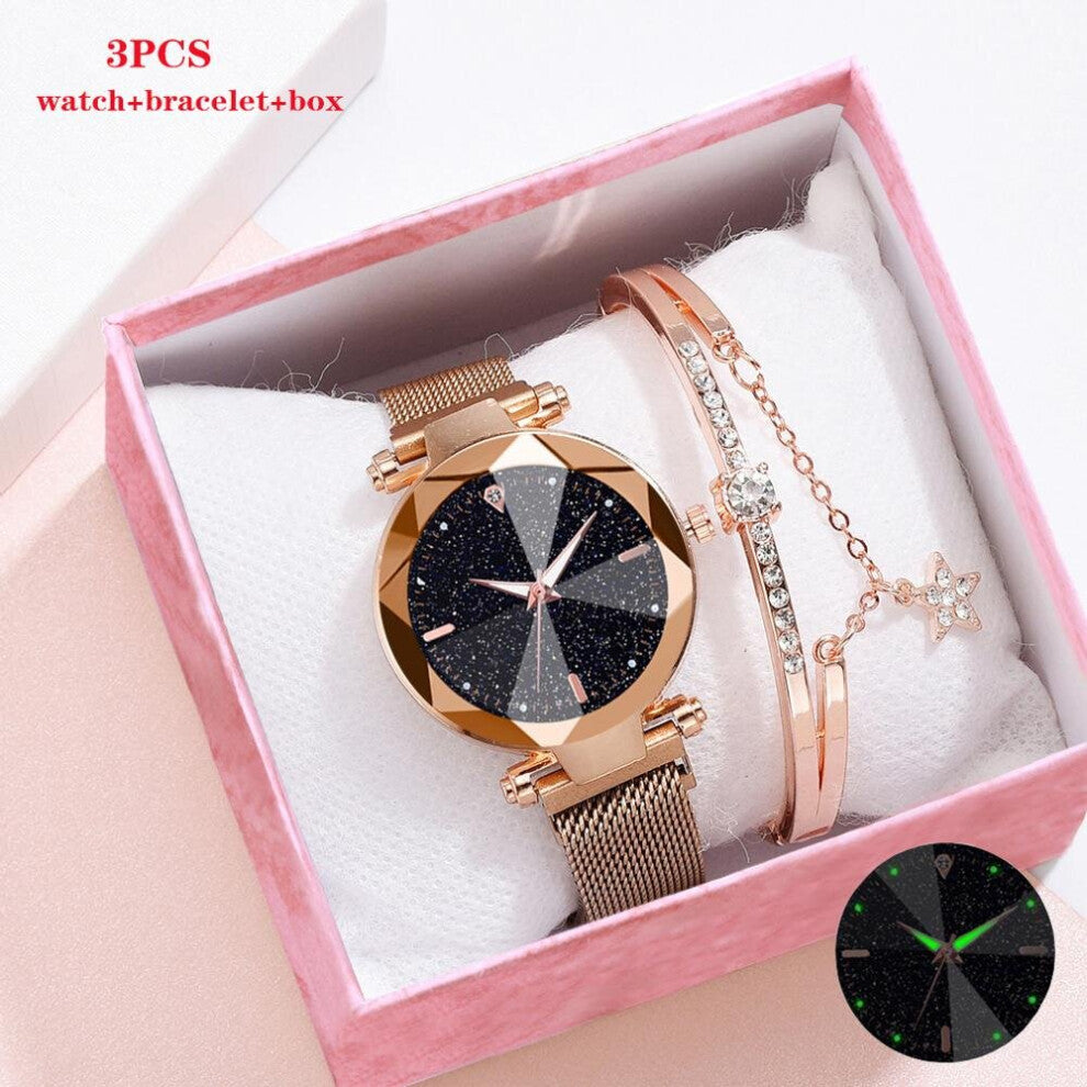 Women Watches Bracelet Set Starry Sky Luminous Watch Ladies Bracelet Watch Quartz Wristwatches Relogio Feminino