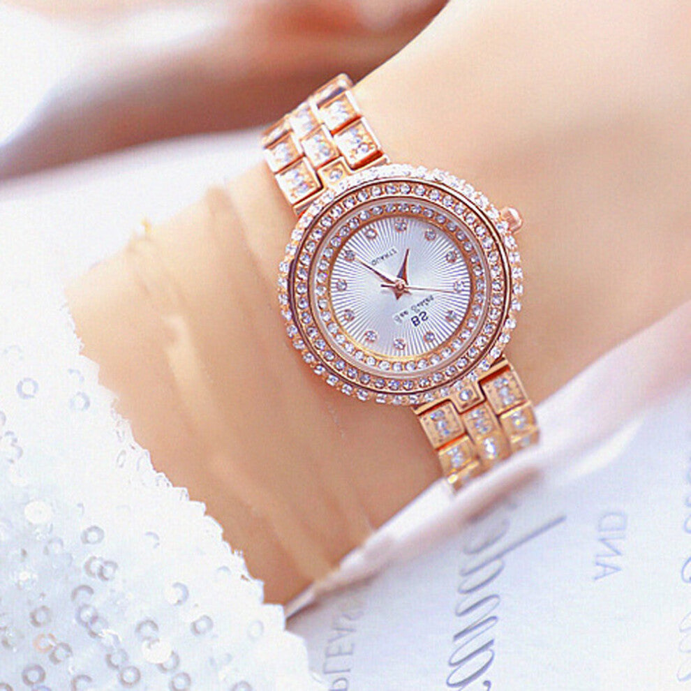 Rhinestone Bracelet Watches Women Top Quartz Analog Waterproof Bling Bling Diamond Wristwatches