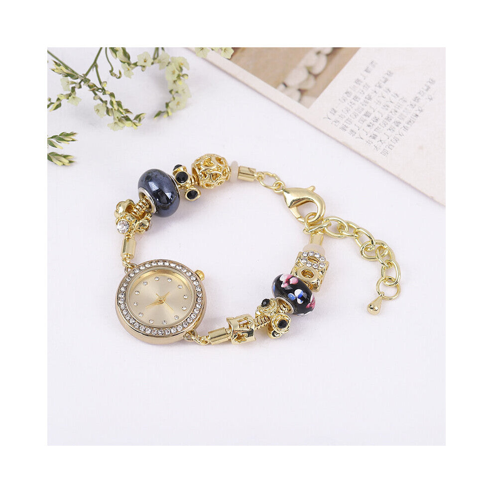 Women'S Rhinestones Bracelet Watch Ladies Jewelry Accessories Bead Quartz Watch Women Dress Watch Female Casual Clock