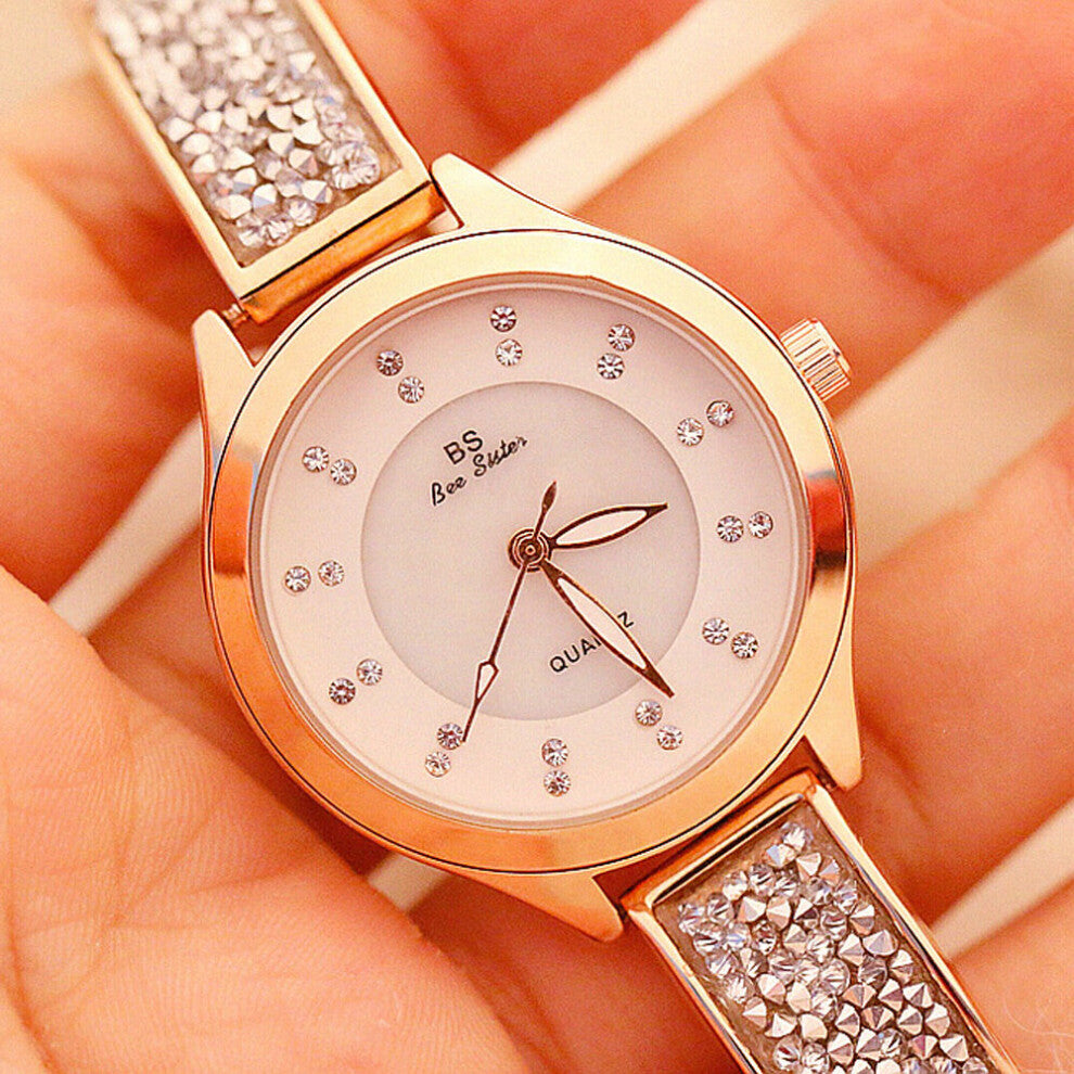 Rhinestone Watches Women Stainless Steel Band Quartz Bracelet Watch Ladies Dress Watches Silver Clock Relogio