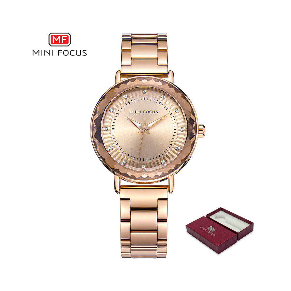 MINI FOCUS Top Quartz Womens Watch Ladies Silver Bracelet Watches for Woman Dress Rhinestones Femme Wristwatch