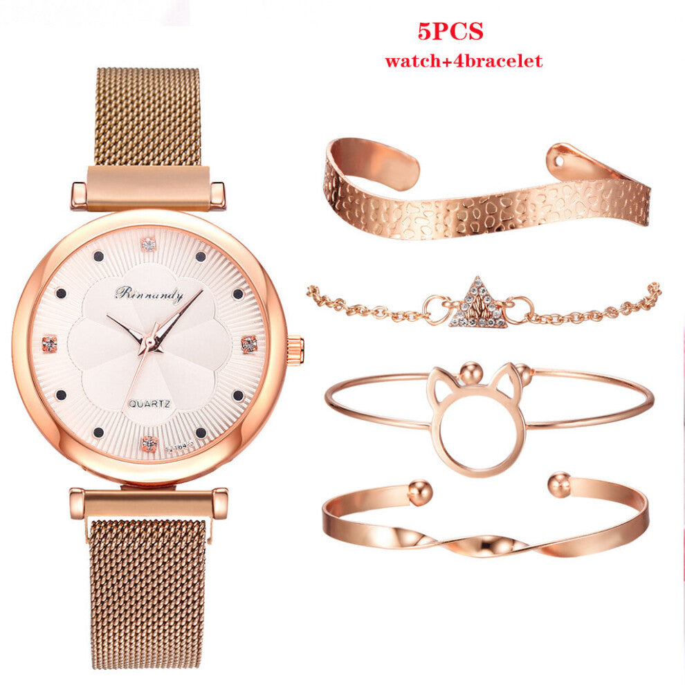 Bracelet Watches Set Women Watches Ladies Wrist Watch With Bracelet Set Magnet Buckle Quartz Watches