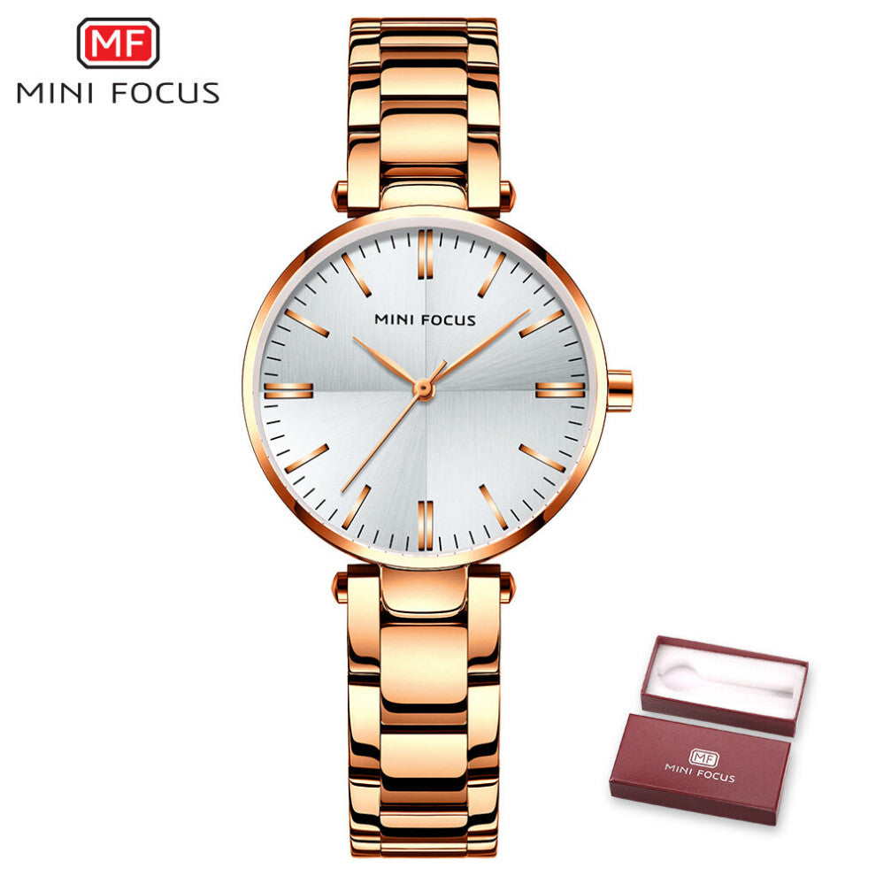 MINI FOCUS Ladies Wrist Watches Top Silver Steel Strap Waterproof Women's Bracelet Watch Zegarek Damski