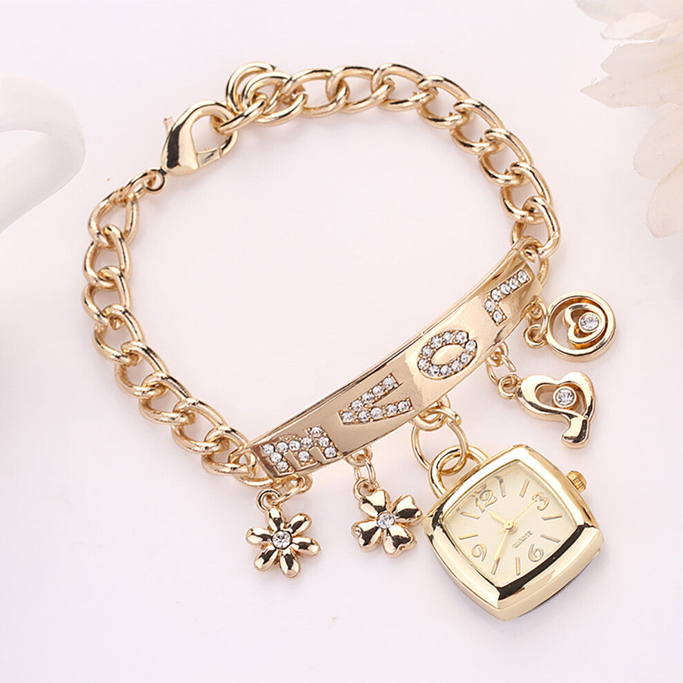 Watches Square Women Bracelet Watch Womens LOVE Rhinestone Bracelet Ladies Casual Stainless Steel Watches Gift