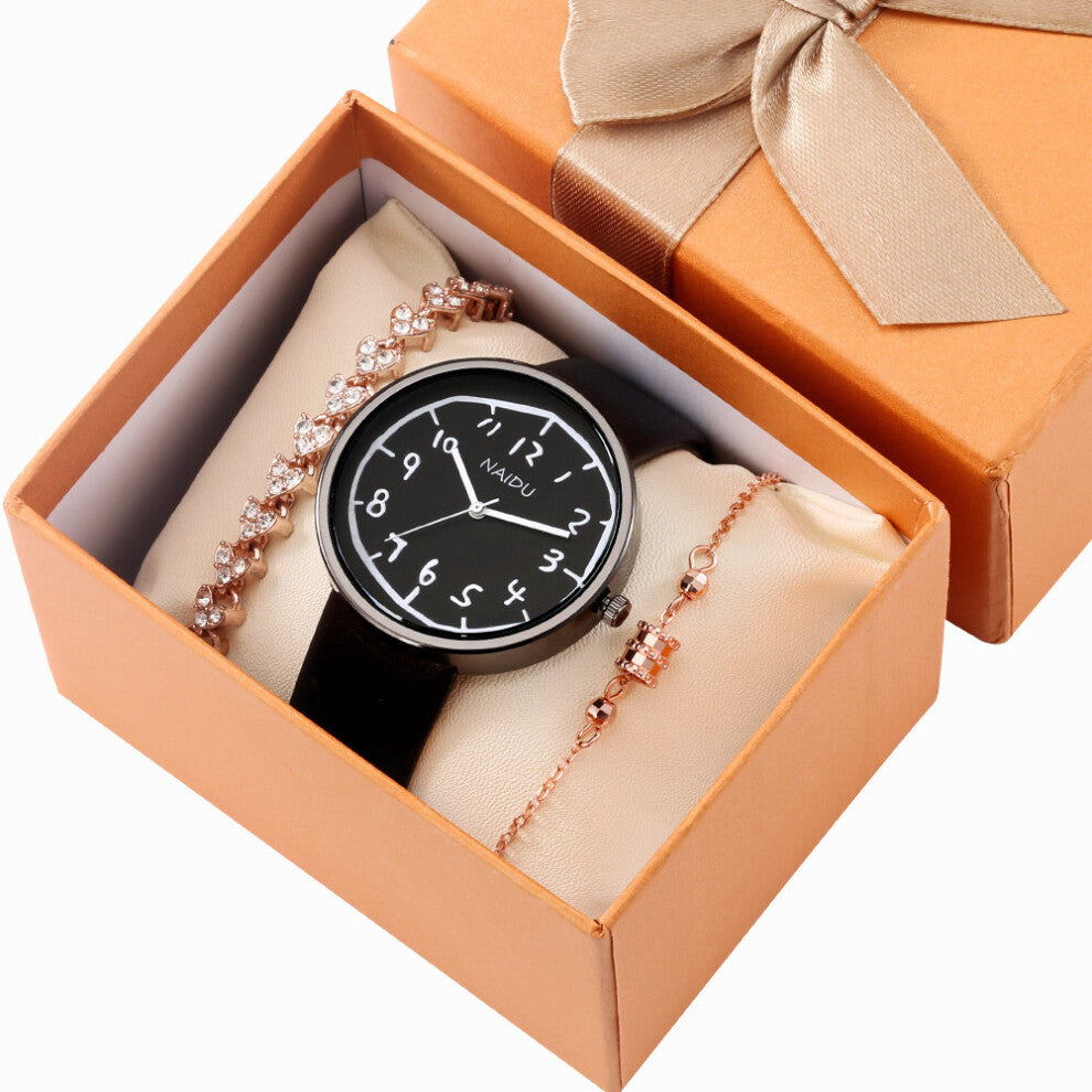 Women Watch Dial Bracelet Watches Set Ladies Leather Quartz Wristwatch Package for Lover Casual Relogio Femenino