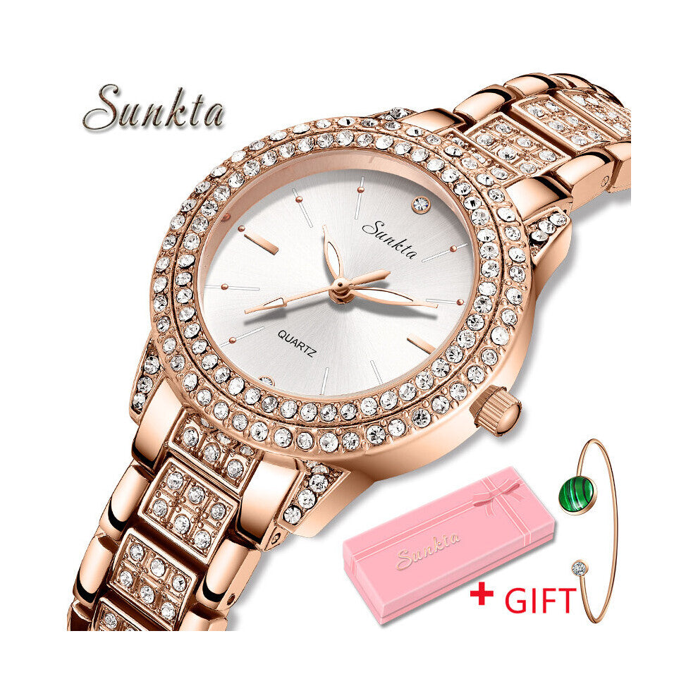 Sunkta Diamond Women Watches Ladies Wrist Watches Rhinestone Women's Bracelet Watches Female Relogio Feminino