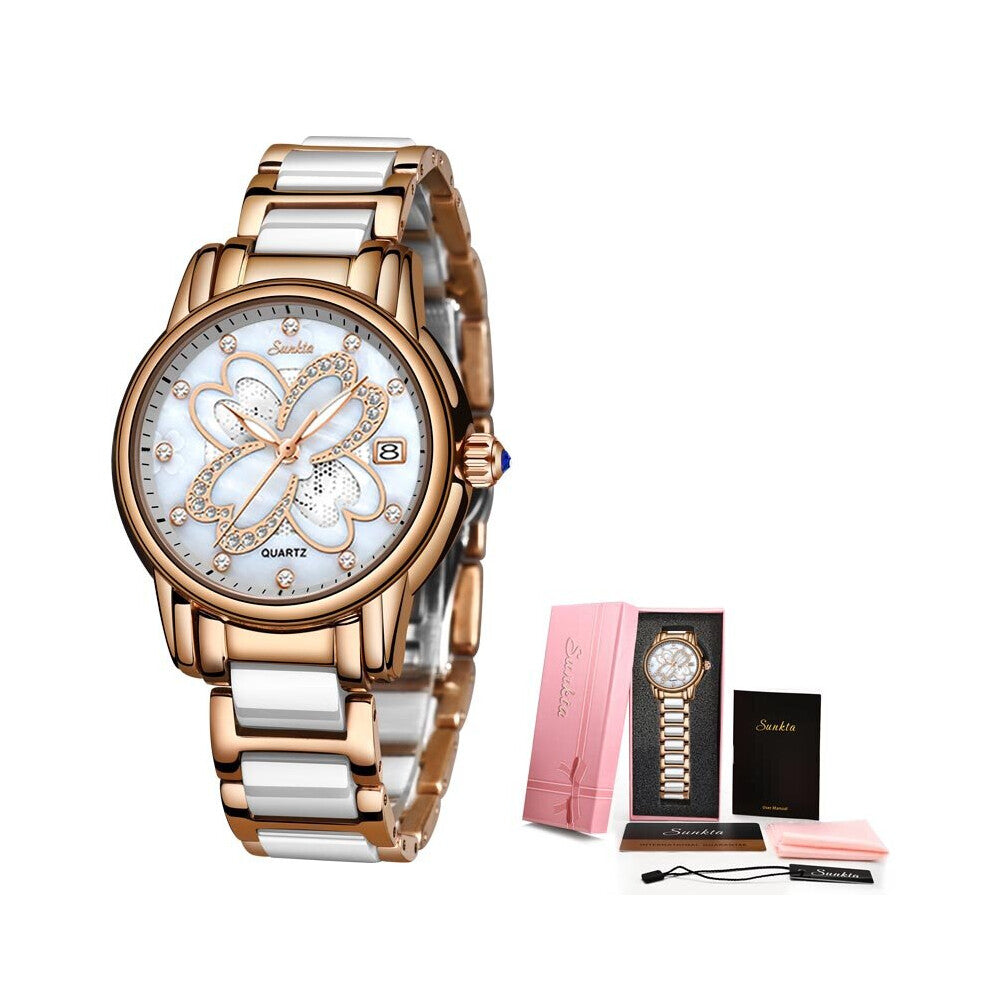 Watch Women Watches Ladies Creative Women's Ceramic Bracelet Watches Female Clock Relogio Feminino Montre Femme+Box
