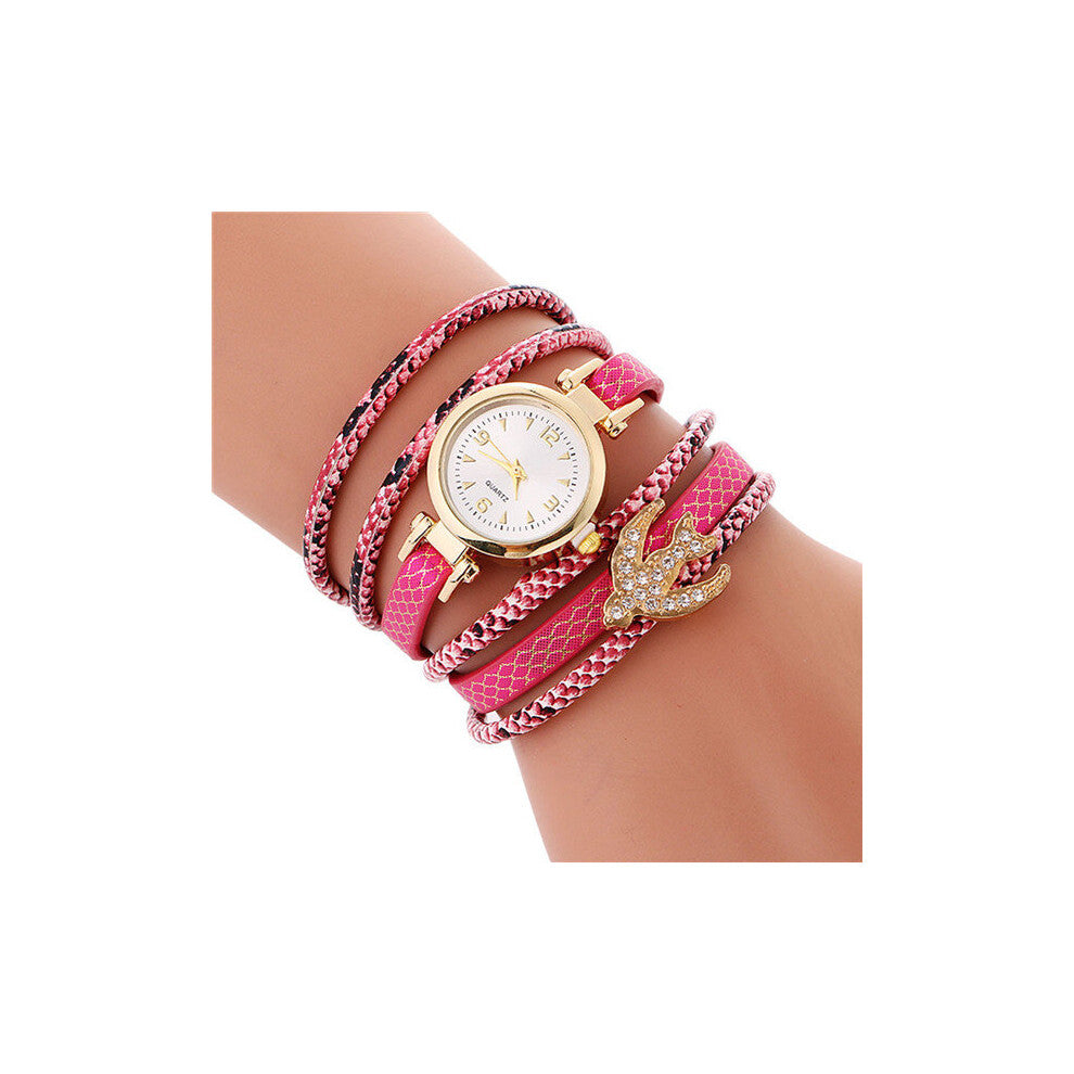 NO.2-7098 Rhinestone Leather Bracelet Watch Women Ladies Quartz Watch Casual Wrist Watches Relogio Feminino Gift