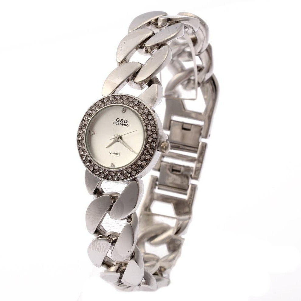G&D Ladies Wrist Watch Stainless Silver Bracelet Watch Women's Quartz Analog Wrist Watches