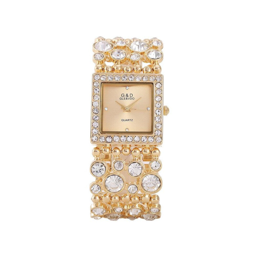 WA121 Women Watches G&D Crystal Bracelet Watches Ladies Steel Quartz Wristwatches Square Watches