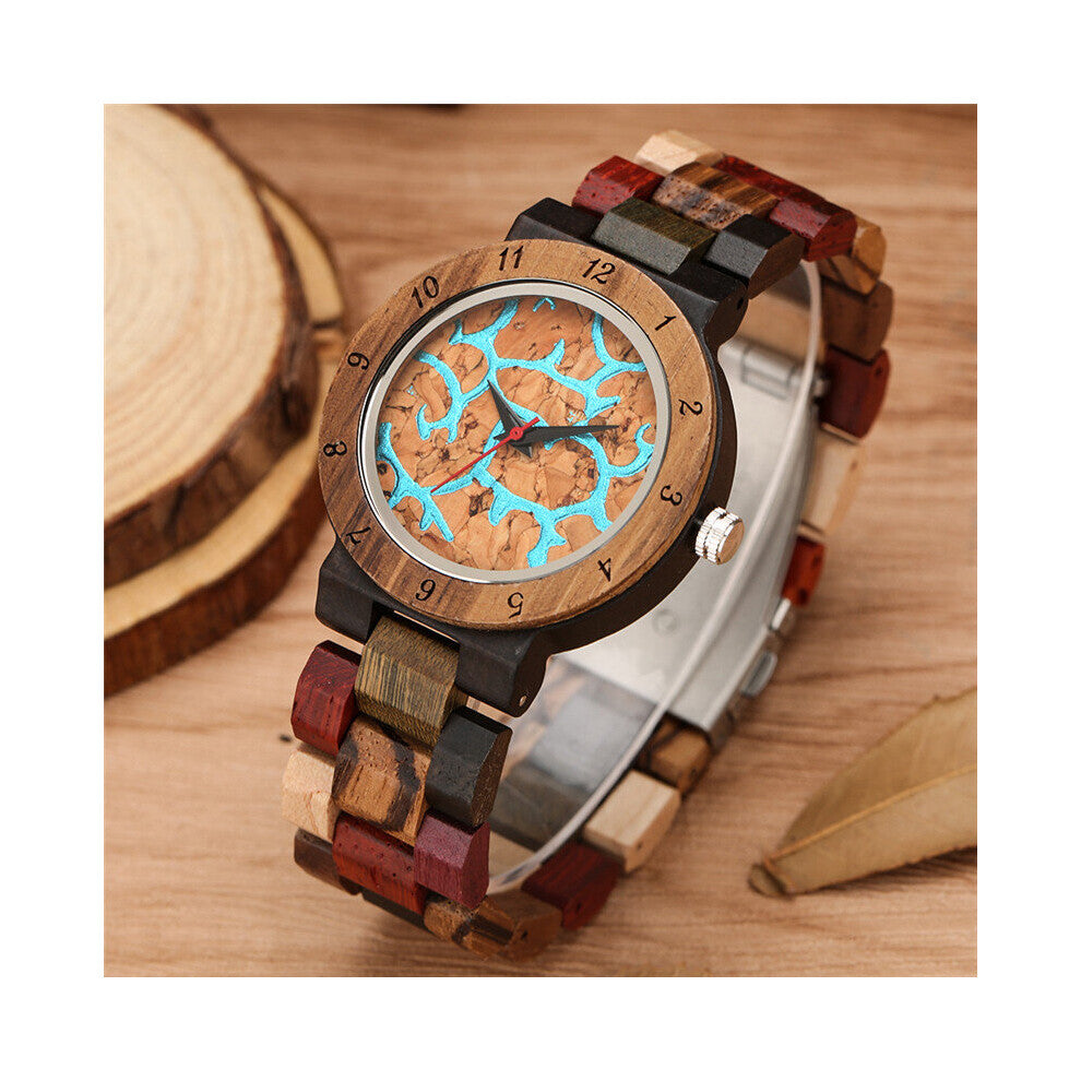 Creative Natural Wood Watch Women's Bracelet Watches Retro Quartz Analog Wristwatch Full Bamboo Strap Adjustable Band Reloj