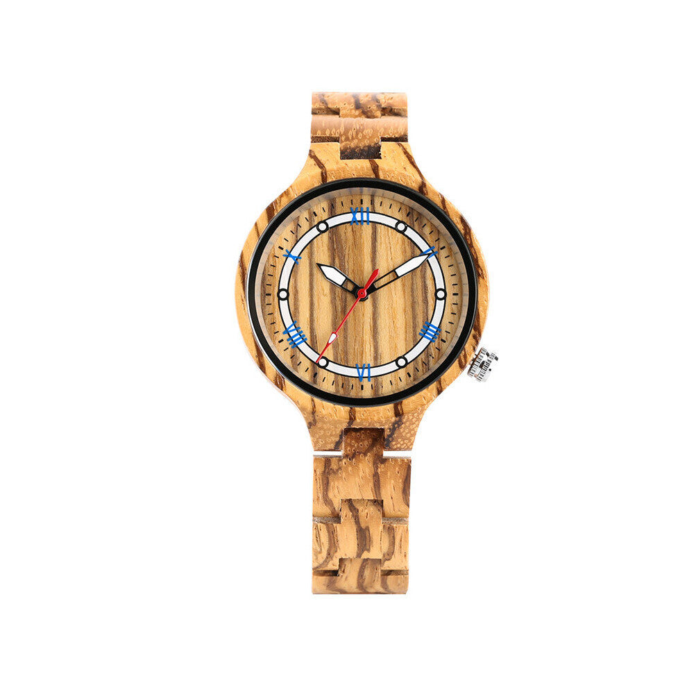 Creative Women's Bracelet Watch Lady Quartz Analog Wrist Watches Nature Wood Watches Full Bamboo Strap Adjustable Band Gift
