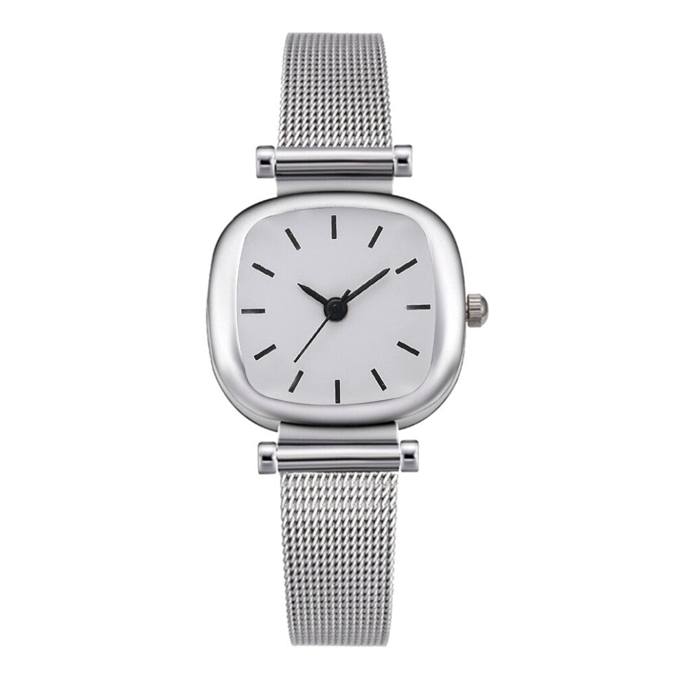 Square Dial Mesh Strap Women Watch Silver Ladies Wristwatch Couple Watches Casual Bracelet Watch Reloj