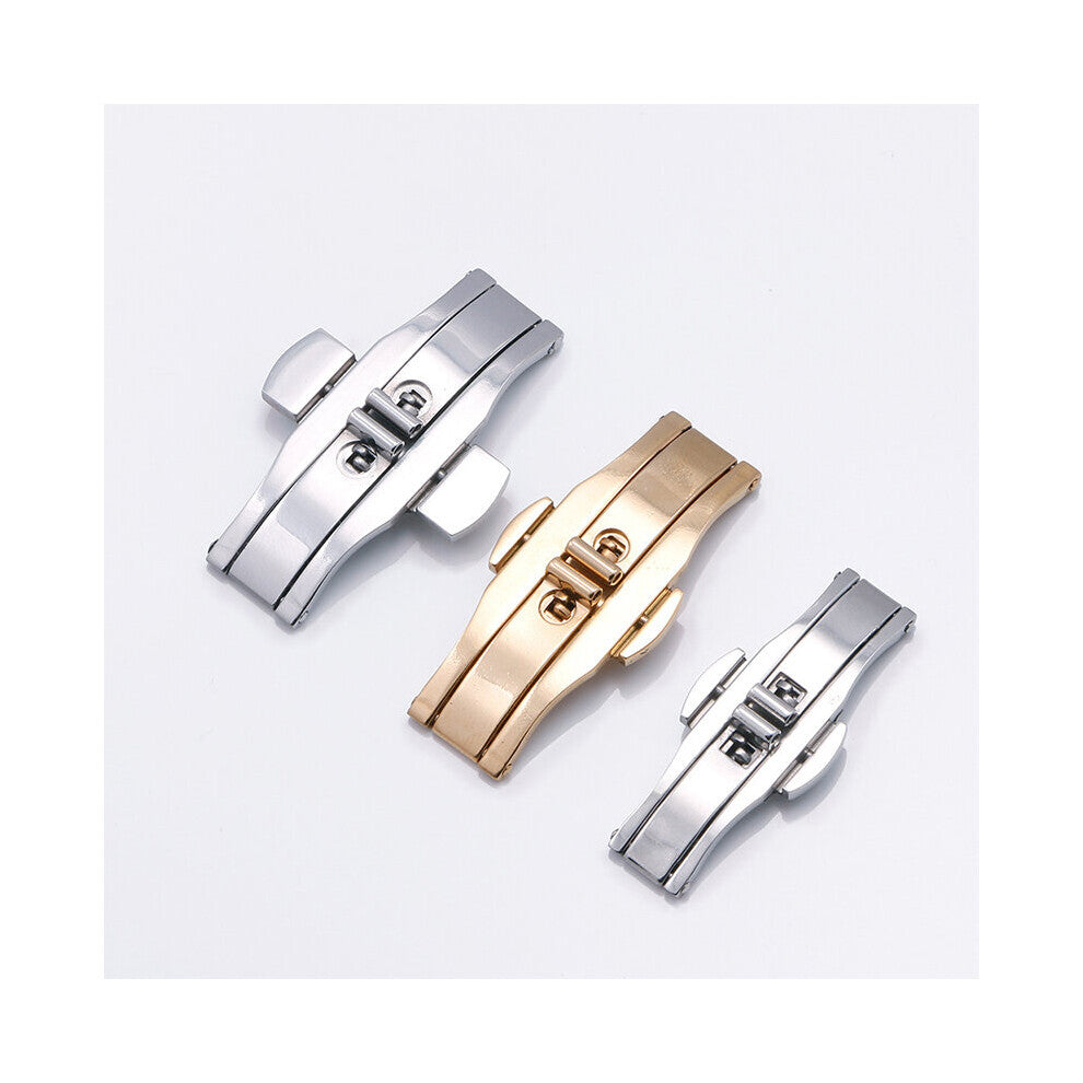 Watch Accessories Double Push Automatic Butterfly Watchband Buckle Steel Folding Clasp Metal Men Women Watch Button 4mm 5mm 6mm