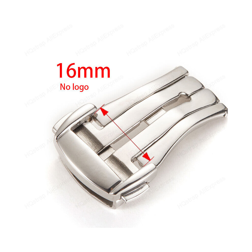 Stainless Steel Watch Buckle Double Button Butterfly Buckles Folding Clasp Leather Strap Buckle Polished 16 18 20mm Accessories