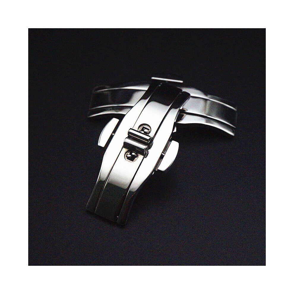 Double Press Butterfly Buckle Watch Buckle Automatic Elastic Buckle Steel Belt Stainless Steel Watch Accessories Solid Botton