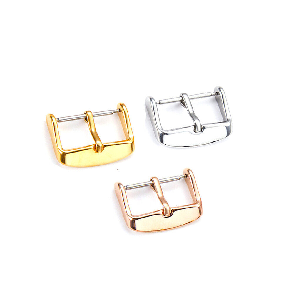 12-22mm Stainless Steel Watch Band Clasp Durable Metal Watch Strap Buckle Solid Silver Rose Watch Clasp Accessories