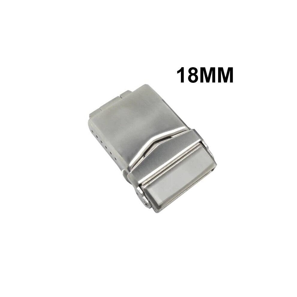 High Watch Band Buckle 6 Holes Stainless Steel Safety Clasp 18-20-22mm Watches Strap Silver-Black for Diver Wristwatches