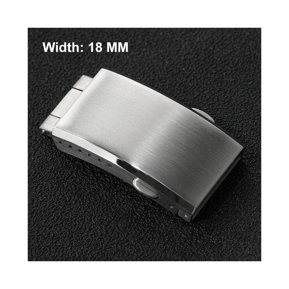 6 Holes Stainless Steel Adjustment Safety Clasp 18mm Watch Band Strap Adjustable Silver Wristwatch Band Buckle for Dive Watches