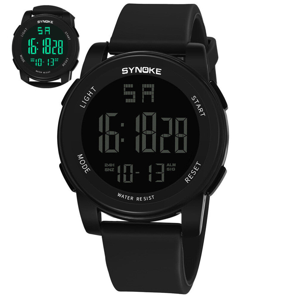 Sport Digital Round Watch Luminous LED Dial Casual Multifunction Clock Outdoor Rubber Strap Fashionable Watch for Men