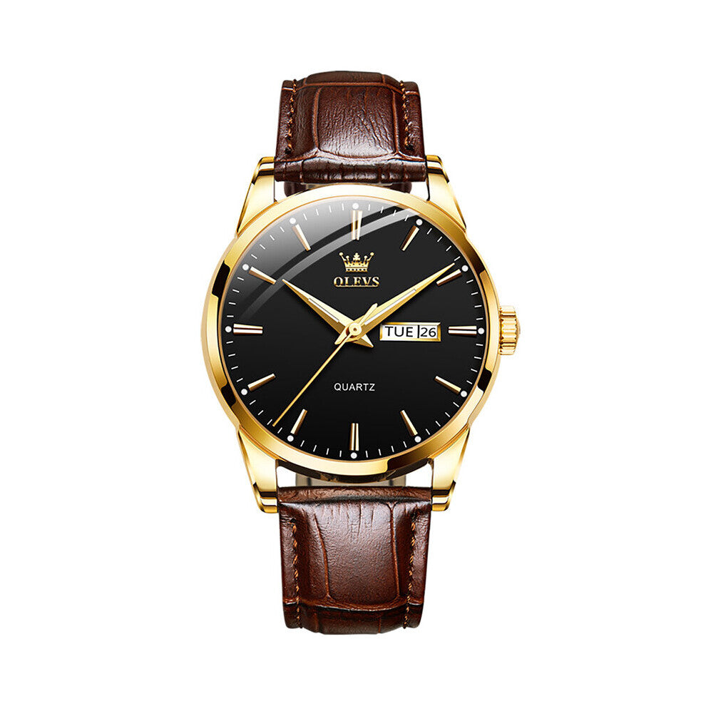 OLEVS Couple Watch Top Casual Leather Quartz Watch For Men And Women Luminous Waterproof Wristwatch Clock