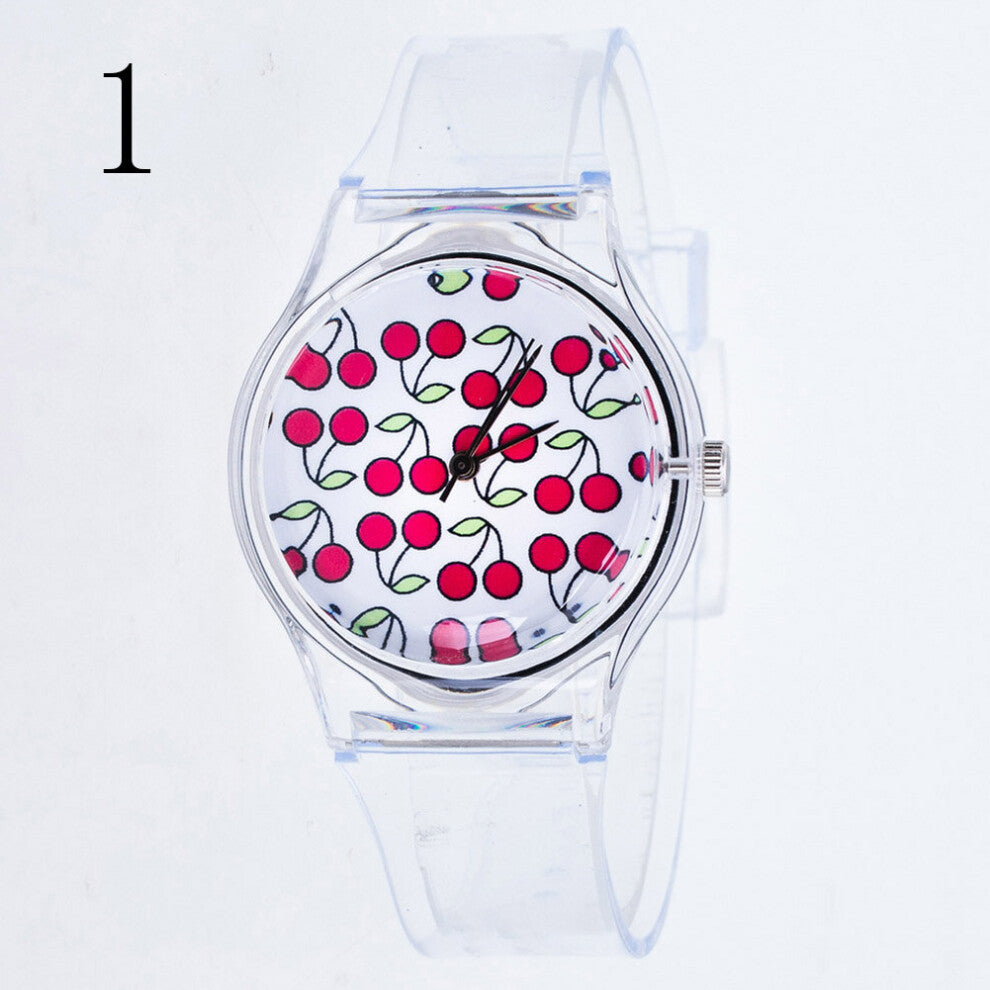 Women Wristwatches Plastic Cartoon Clock Transparent Strap Student Sport Watches Lady Girls Casual Quartz Watch JAN88