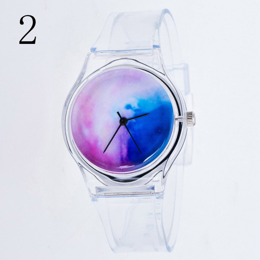 Women Wristwatches Plastic Cartoon Clock Transparent Strap Student Sport Watches Lady Girls Casual Quartz Watch