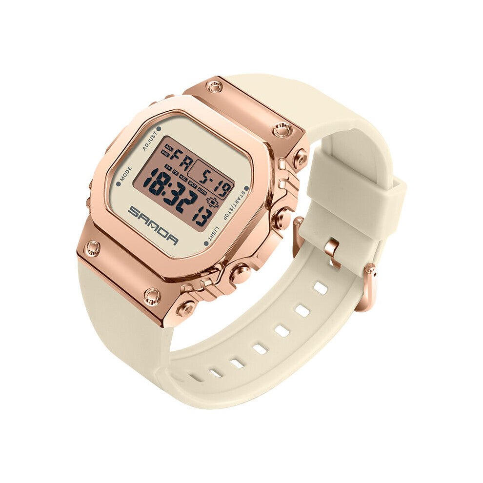 Sanda Women Electronic Digital Sports Wristwatch Woman Stopwatch Waterproof Shock Watches Girl Rose Gift Clock
