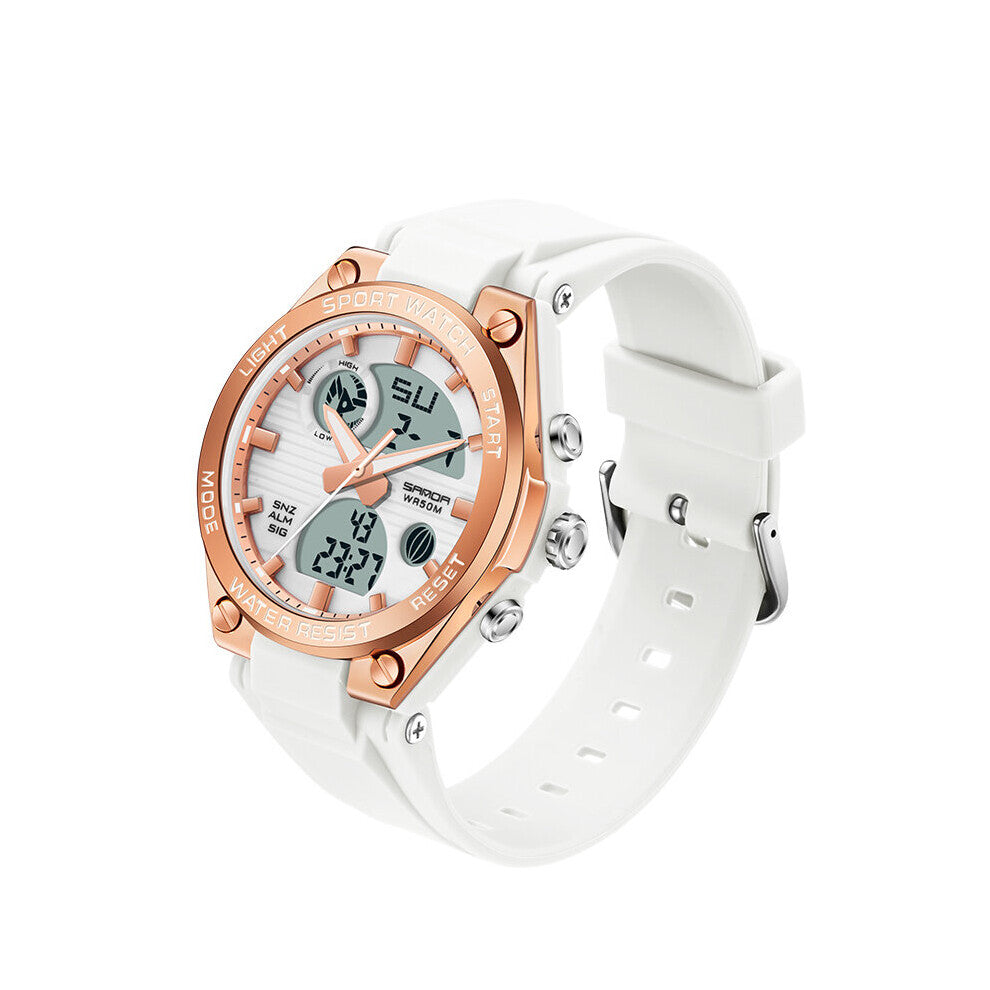 SANDA Sports Women's Watches Multifunction Military Quartz Digital Wristwatch Casual Clock Relogio Feminino 6067