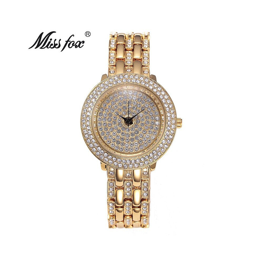 Modern Women Crystal Quartz Clock Damenuhr Lmitation Diamond Wrist Watch Stainless Steel Belt Bracelet Watches