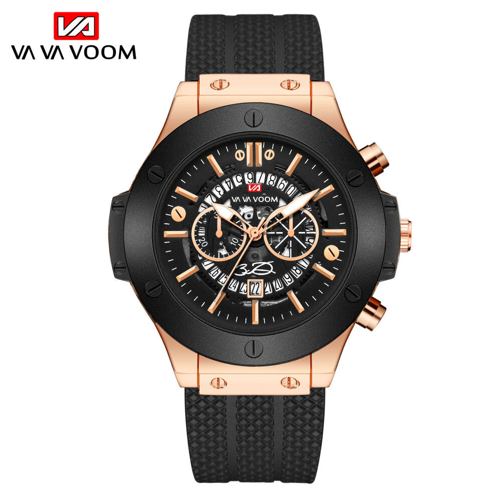 Relogio Masculino Hollow Calendar Watch for Men Waterproof Silicone Quartz Wristwatch Military Sport Male Date Clock Men Watches