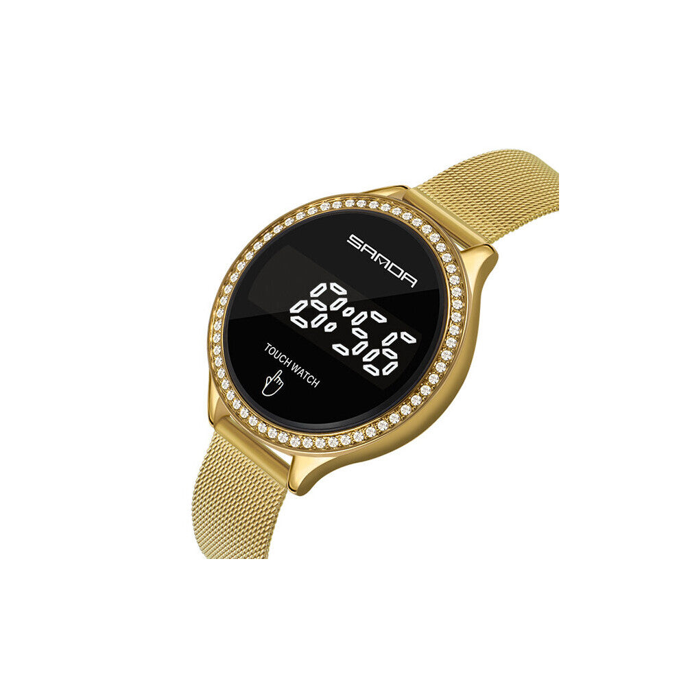SANDA Watch Ladies Wrist Watches LCD Touch Screen Watch Women Crystal Diamond Watches Stainless Steel Clock Montre Femme