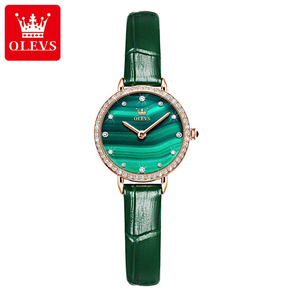 Top Ladies Quartz Watch Green Dial Leather Wristwatch Waterproof Female Clock Women Watches Gift