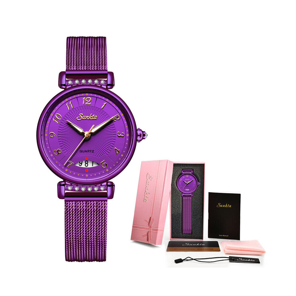 SUNKTA2020 Stainless Steel Watch Women Dress Ladies Watches Casual Quartz Hand Watch Girl Clock Relogio Feminino