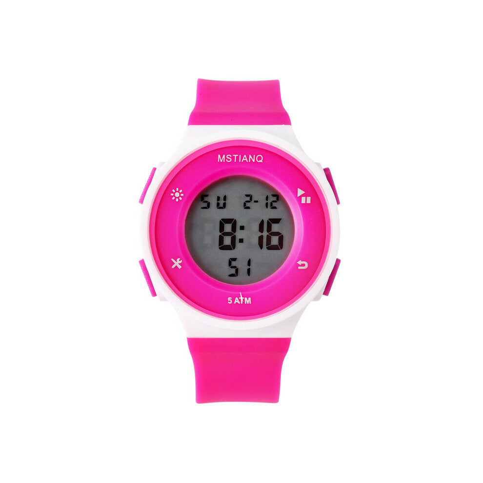 Sport Digital Round Watch Luminous LED Dial Casual Multifunction Clock Outdoor Rubber Strap Wristwatch for Men Student Women