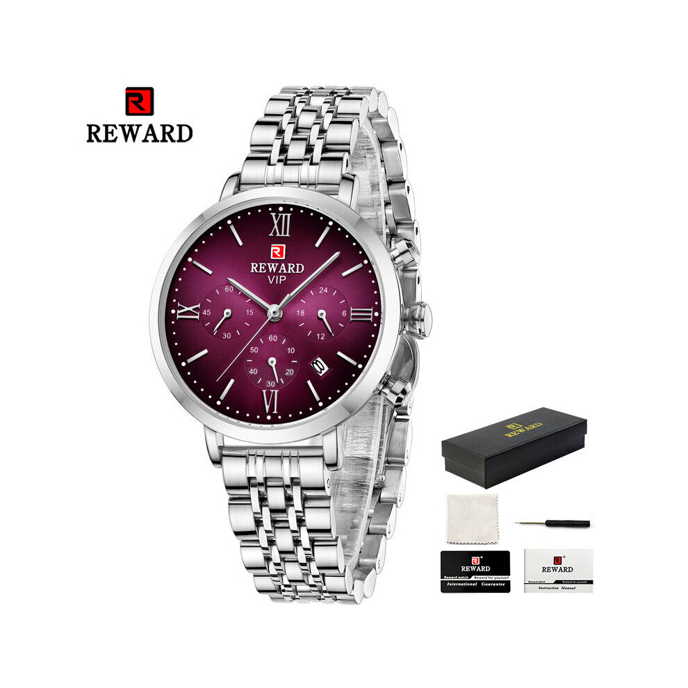 Quartz Watches Women Multi-function Waterproof Wrist Watches Stainless Steel Wristwatch Gift for Female