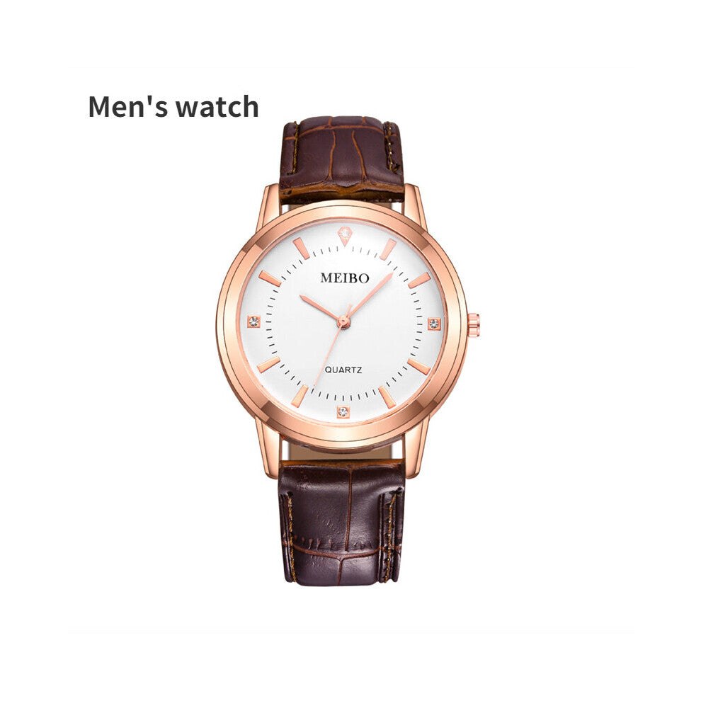 Creative Couples Rhinestone Leather Strap Wrist Watch Watches for Men Business Clock