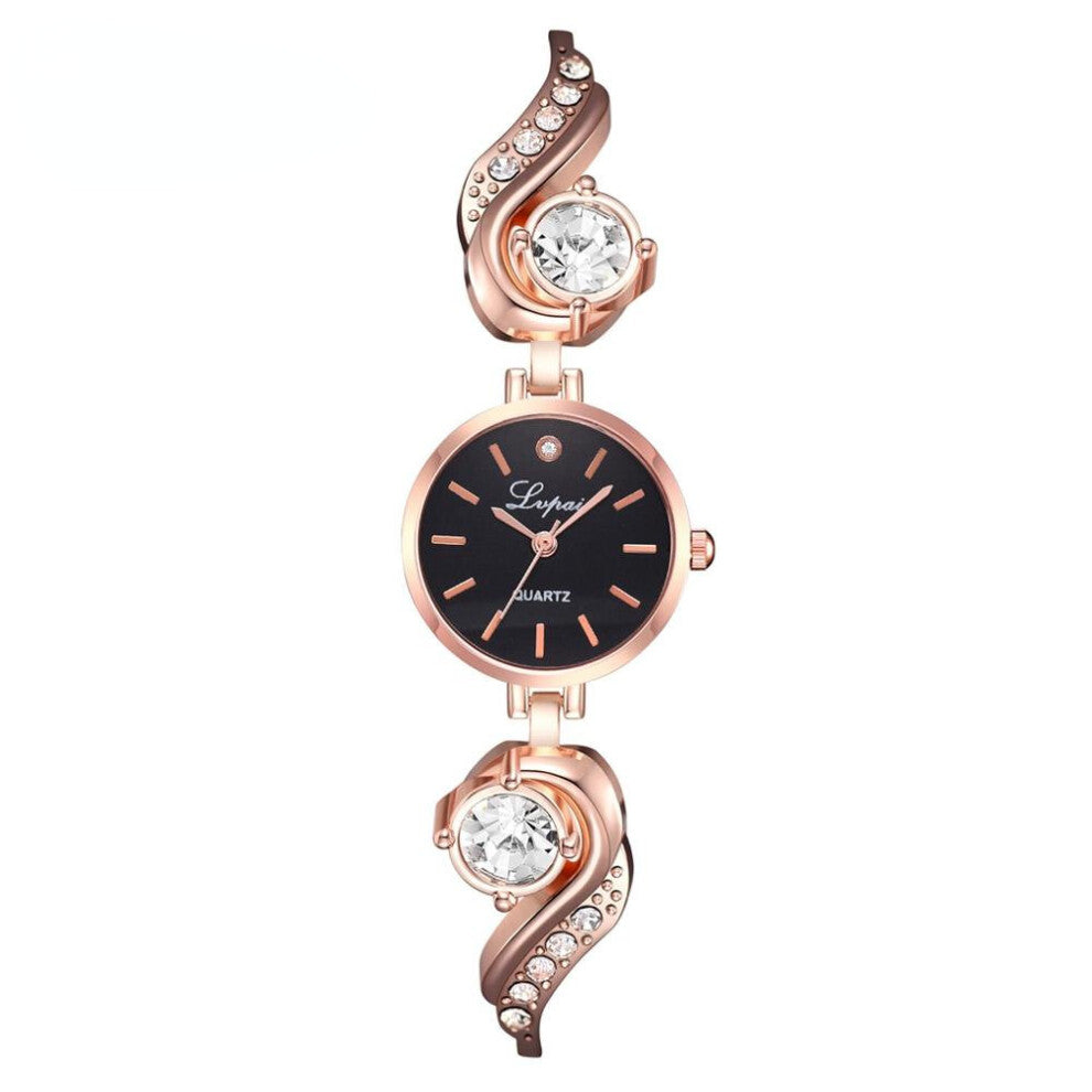 Rhinestone Watches Women Quartz Bracelet Watches Ladies Dress Rose Clock