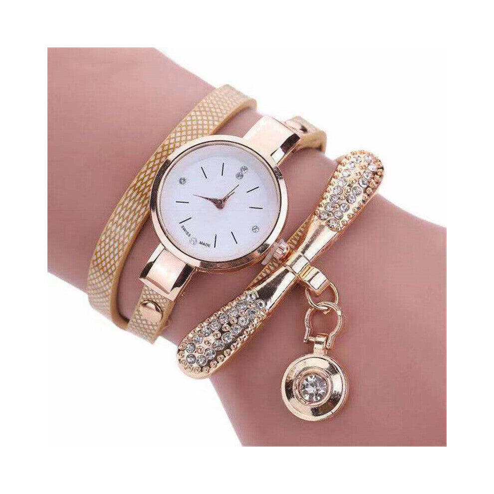 Relogio Women Watches Casual Bracelet Watch Women Leather Rhinestone Analog Quartz Watch Female Clock Zegarek Damski