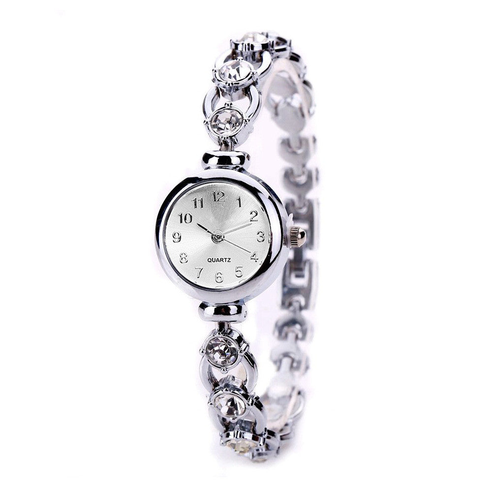 1PCS Rhinestone Watches Women Stainless Steel Quartz Bracelet Watch Ladies Dress Watches Clock