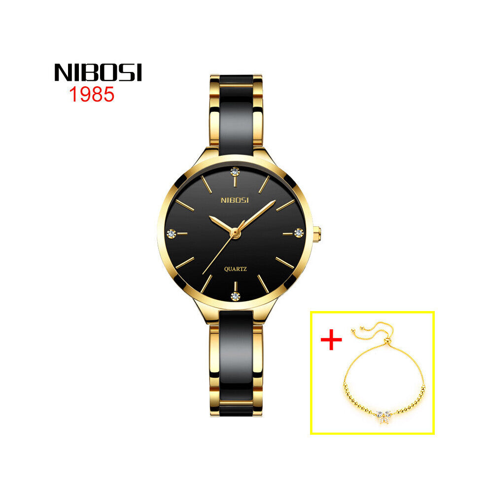 NIBOSI Women Wrist Watch Ceramic Bracelet Watches Ladies Creative Watch Women Female Waterproof Clock Relogio Feminino