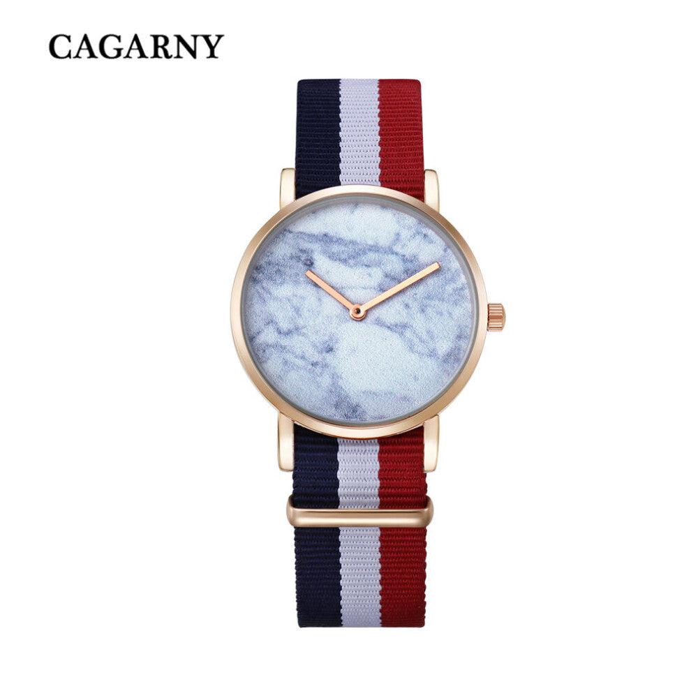 Cagarny Fabric Bracelet Watch Women Women's Watches Quartz Wristwatch Marble Pattern Relogio Feminino WD6812