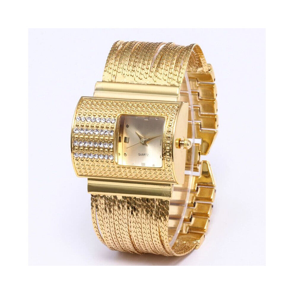 Women Golden Bracelet Watch Rhinestone Quartz Clock Analog Female Casual Wristwatch Ladies Dress Watch