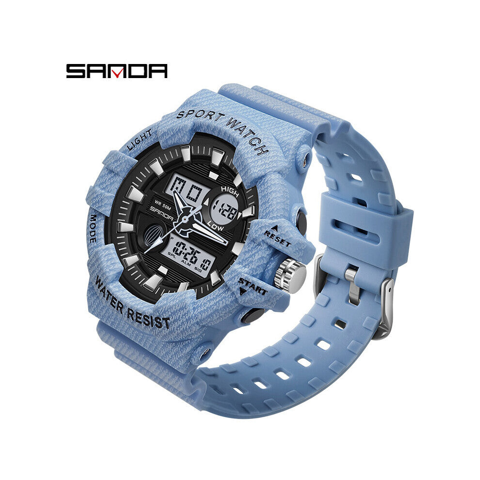 Outdoor Sports Chronograph Watch Women Dual Display Watch Luminous HD LED Womens Watches 50M Waterproof 3038
