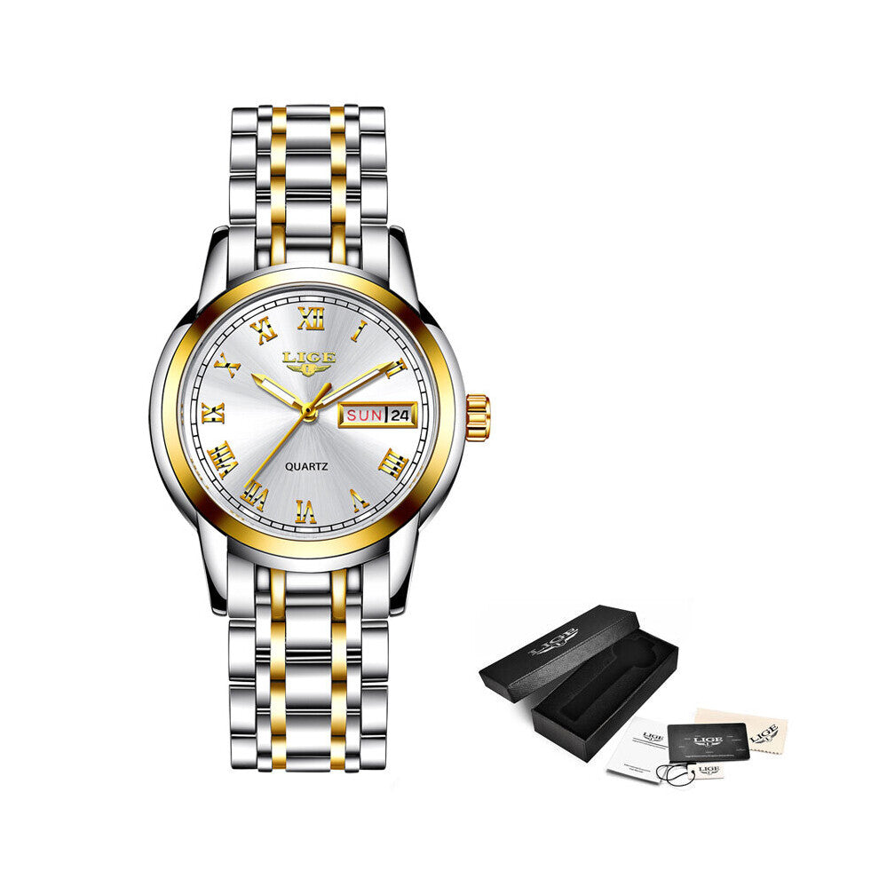 LIGE Ladies Watch Women Waterproof Rose Steel Strap Women Wrist Watches Top Bracelet Clock Relogio Feminino