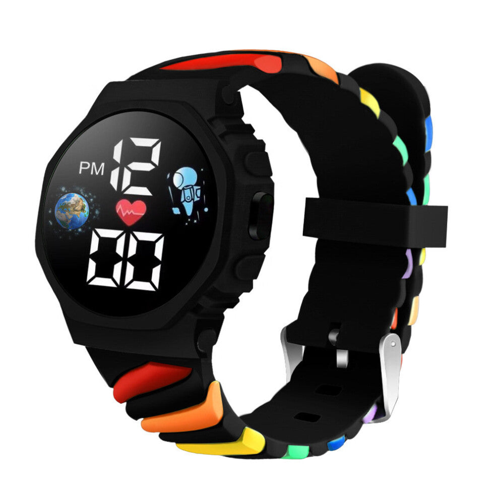 LED Electronic Watch for Women Colorful Silicone Strap Watch Student Outdoor Sports Astronaut Earth Digital Watches
