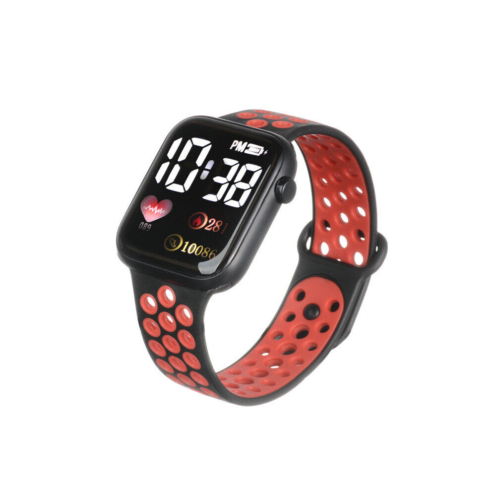 LED Electronic Watch Love Two-color PU Strap Square Waterproof Digital Sports Watch Student LED Wrist Watches