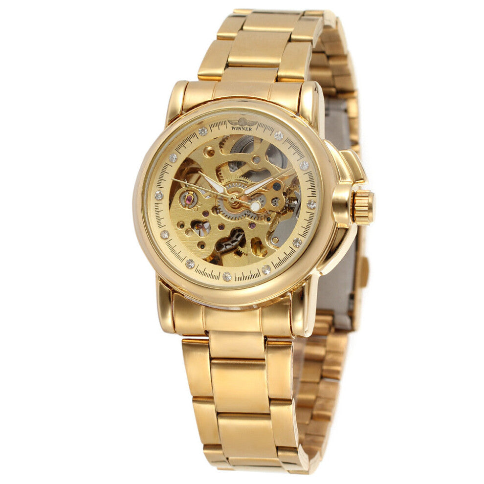 Skeleton Automatic Watches for Women Business Mechanical Watch Creative Steel Women's Bracelet Watches +Box
